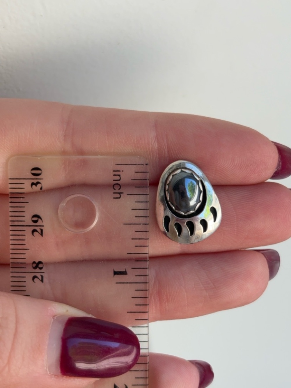 Vintage Sterling Silver Hematite Bear Paw Claw Earrings - Picture 6 of 6